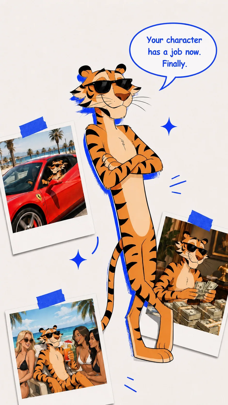 Paper Tiger with video story polaroids